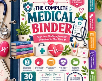 Complete Medical Binder Printable, 30-Page Health Record Organizer (PDF)