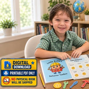 Little Buddy's Behavior Toolbox Workbook – Positive Behavior Chart for Ages 4-7 (Digital Download)