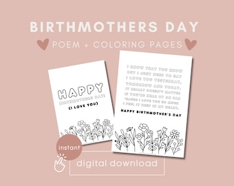 BirthMother, Mother’s Day, Adoption, Loved, Birthmother, Birth mom, Adoptive mom, Adoptee, Motherhood, Printable, Children’s Coloring Page
