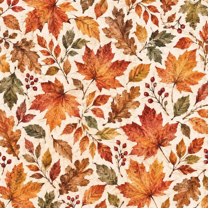 Fall Theme Pattern Background 20 Autumn Fall Watercolor Digital Papers, Fall Patterns, Pumpkins ...