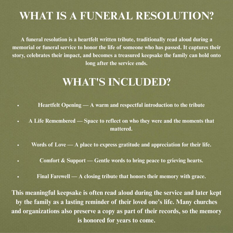 Funeral Resolution for Pastor Template, Editable Memorial Tribute ...
