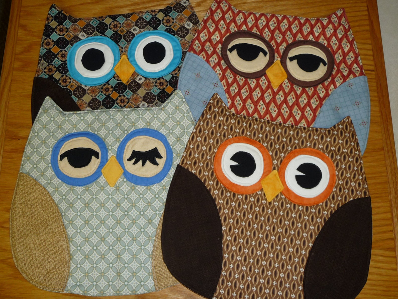 Set of 4 unique Owl Placemats Etsy