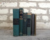 Vintage Book Collection, TEAL GREEN Vintage Book Collection Black Lettering Home Decor Library Collection