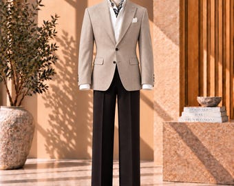 Blazer bege masculino, terno preto, traje formal masculino de luxo, blazer para convidado de casamento