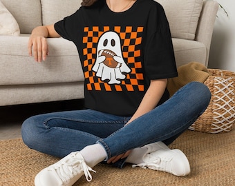 Ghost Tennessee Football T-Shirt | Orange Checkerboard Halloween|Gildan