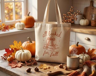 All Booked for Fall Tote Bag | Stack of Books Illustration, Autumn Reading