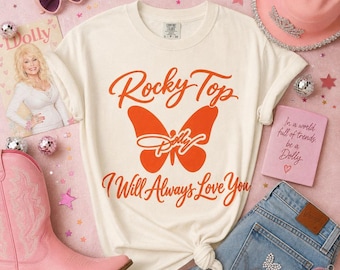 Maglietta Rocky Top Dolly Butterfly I Will Always Love You / Maglietta Tennessee Vols / Comfort Colors