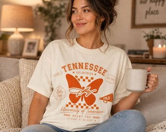 Tennessee Volunteers Butterfly Graphic T-Shirt | University of Tennessee Vols Tee|Comfort Colors