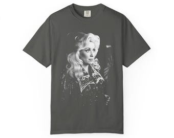 T-shirt vintage con ritratto di Dolly / Maglietta retrò in bianco e nero con Dolly