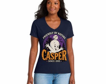 Maglietta con scollo a V e illustrazione del fantasma di Casper / Maglietta retrò di Casper per Halloween