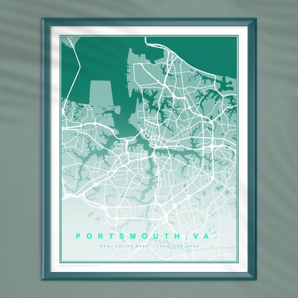 Portsmouth, VA | Neue Karte von Portsmouth, VA. Ein tolles Geschenk für das neue Jahr. Downloaden und drucken Sie noch heute!