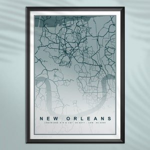 Nova Orleães Luisiana | Decore sua casa com esta linda arte de parede do mapa de Nova Orleans Louisiana. Basta baixar e imprimir hoje mesmo!
