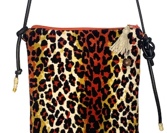 Leopard Print Crossbody Bag, Animal Print Purse, Small Casual Shoulder Bag