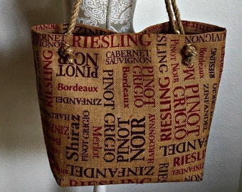 Large Travel Tote Weekender, Carry-On Bag, Gift for Wine Lovers, Summer Beach Tote