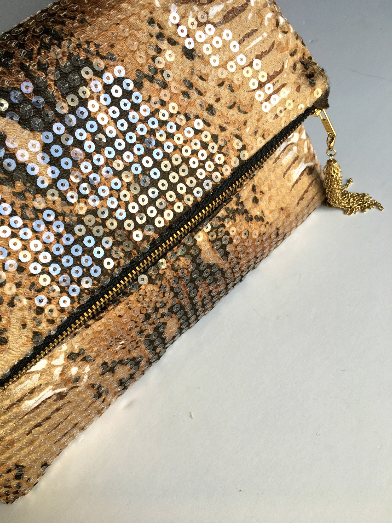 Clutch Fold Over Evening Bag Snake Print Sequin Clutch Bag - Etsy