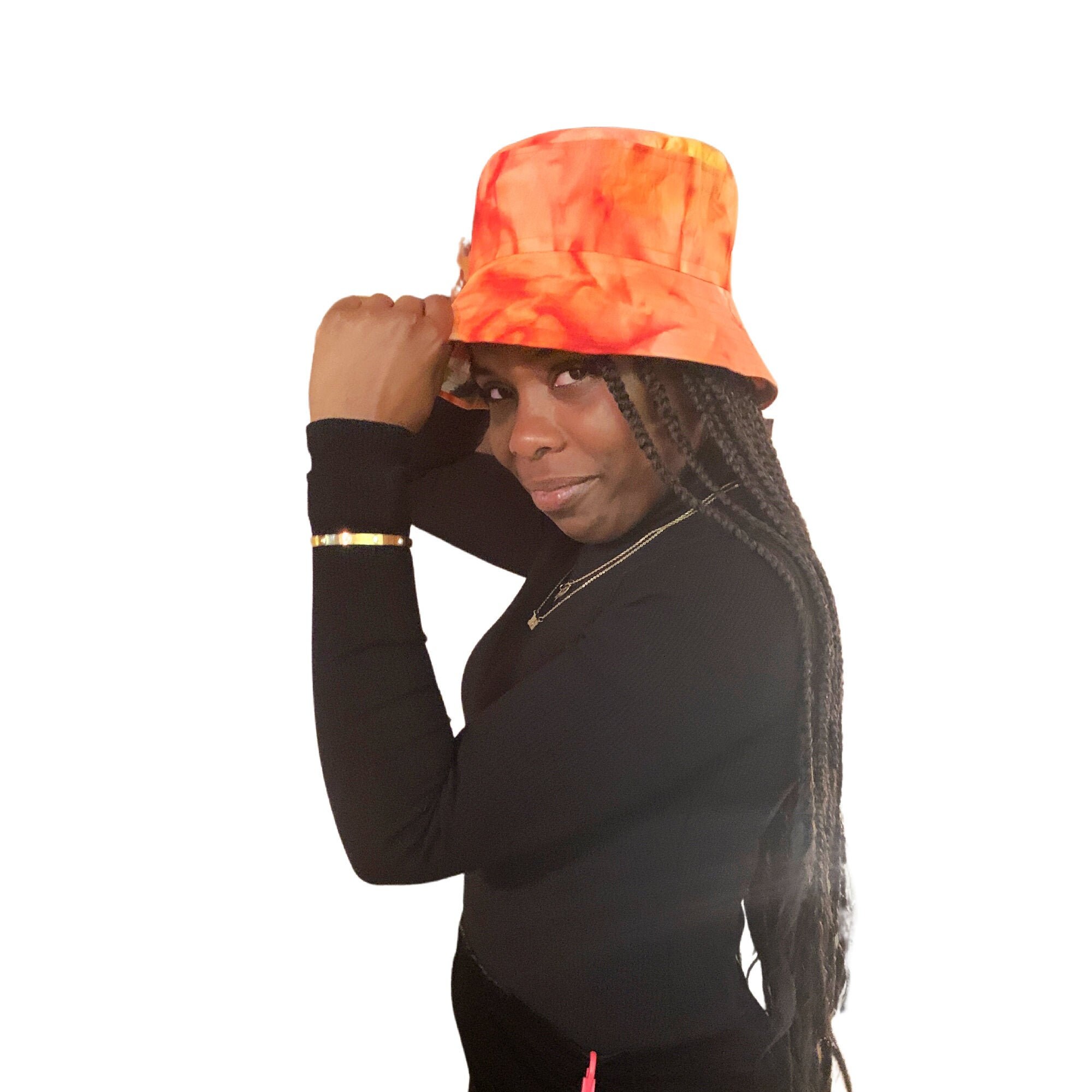 Women's Bucket Hat Orange Tie Dye Sun 