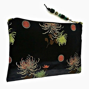 Borsa da sera in seta nera, pochette da sposa floreale, borsa da sposa con ricamo asiatico
