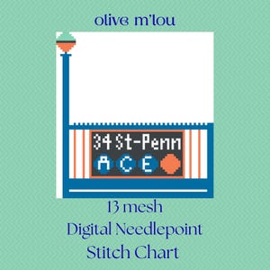 Knicks Subway Stop Needlepoint Stitch Chart Digital Download PDF 13 Mesh