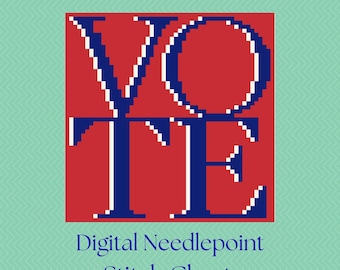 投票赤白青ニードルポイントステッチチャートデジタルダウンロードPDF 13メッシュ