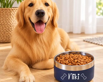 Comedero personalizado para mascotas, comedero para perros con nombre personalizado, comedero de acero inoxidable para gatos, bebedero personalizado para cachorros, regalo para amantes de las mascotas