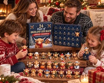 3D Style Highland Cow Advent Calendar 2026, 24 Mini Cow Figures Christmas Countdown, Cute Collectible Blind Box, Cow Lover Holiday Gift