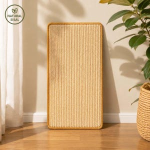 Natural Sisal Cat Scratching Mat, Wall Mounted Cat Scratcher, Furniture Protector Pad, Durable Cat Scratch Board for Indoor Cats