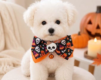 Collar con pajarita para perro de Halloween, lindo accesorio de disfraz para cachorros, regalo para mascotas para perros pequeños, atuendo espeluznante para fotos de fiesta de Halloween