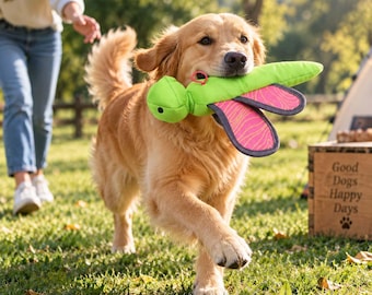 Juguete interactivo para perros, ideal para jugar en el parque, con forma de libélula, pato o serpiente. Regalo de Navidad para dueños de perros.