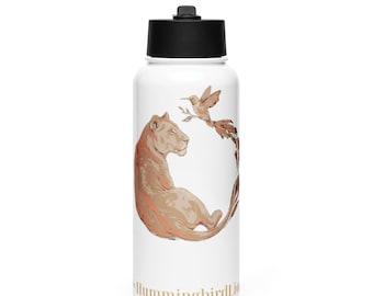 Stainless steel water bottle with a straw lid