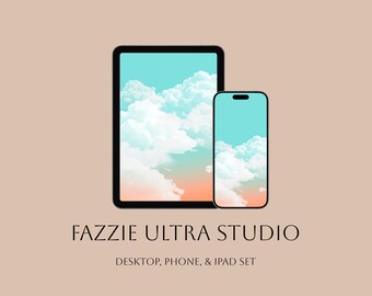 Dreamy Sunset Phone Wallpaper, Fun Summer Desktop Background, Fluffy Clouds iPad/Tablet Wallpaper Set