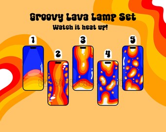 Groovy Vintage Style Lava Lamp Wallpaper Set for Phone Background (Digital Download)