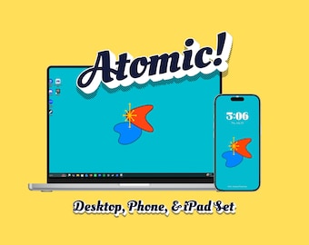 Atomic Wallpaper for Desktop, Space Age Background for Phone, Mid Century Wallpaper for iPad/Tablet Set