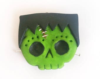 Halloween Frankenstein Handmade Polymer Clay Lil'Skully's Pendant
