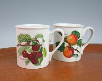 Choice of Portmeirion Pomona Breakfast Mug - Susan Williams-Ellis Design Botanical Illustration Coffee Mug - Late Duke Cherry, Roman Apricot
