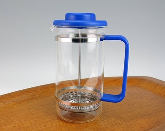 32 oz Bodum French Press Coffee Pot with Blue Handle and Lid - Bodum Coffee Maker - Bodum French Press Glass Coffee Pot - 32 oz Bodum Pot