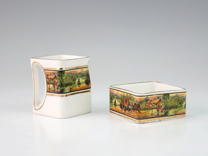 Foley China Cube Creamer and Sugar Cube Teapots Leicester Etsy