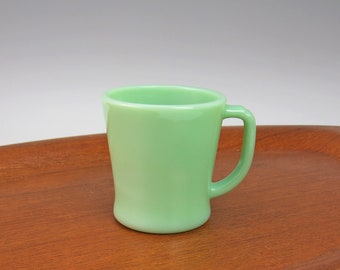 Fire-King Green Jadeite Mug - Fire King Jadeite Coffee Mug - Green Fire-King Mug - 1950s FireKing Jadite D Handle Coffee Mug - Milk Glass