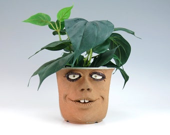 1988 Leishman Pottery Face Planter - Female Woman Face - Mike & Connie Leishman Indoor Planter - Canadian Studio Art Pottery - Plant Pot