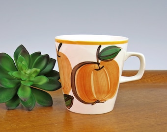 Vera Neumann Pumpkin Coffee Mug - Vera Island Worcester Pumpkin 8 oz Cup - Jamaican Jamaica - Unmarked Vera Mug or Cup - Orange Pumpkin