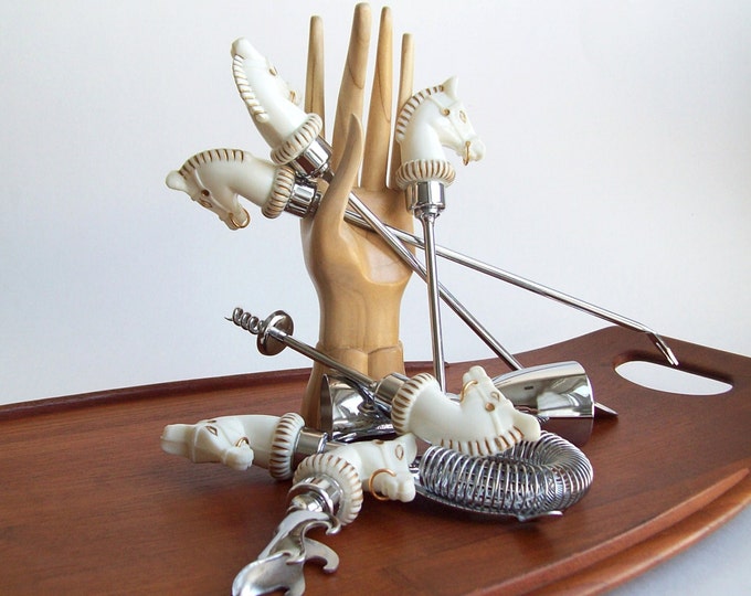 Vintage Horse Head Bar Set Vintage Cocktail 6 Piece Set Etsy