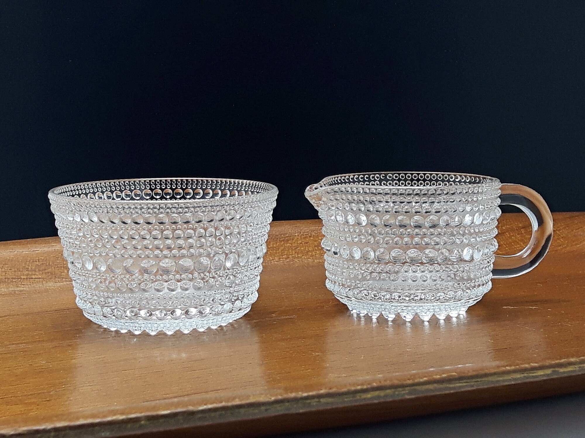 Clear Glass Cream Pitcher Kastehelmi creamer by Oiva Toikka for Iittala