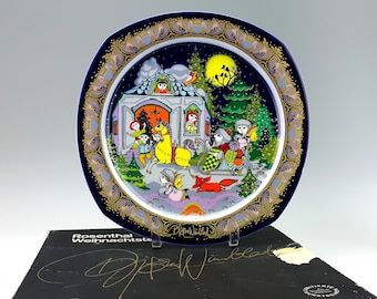 1984 Rosenthal Germany Bjorn Wiinblad Jingle Bells Christmas Carol Art Series Plate, Wall Plaque - Porcelain Björn Wiinblad Collectors Plate