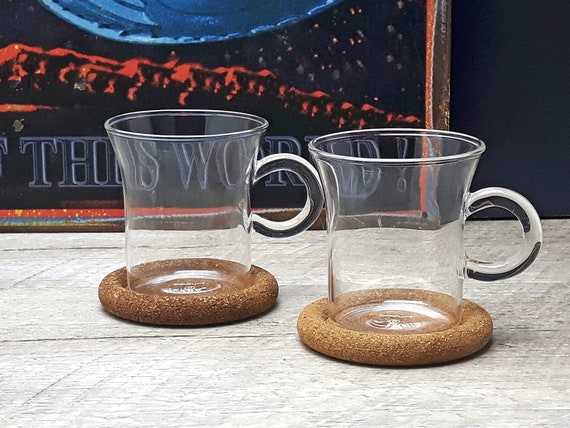 Pair of Wee Bodum Shin Bistro Espresso Mugs With Cork Coasters 3