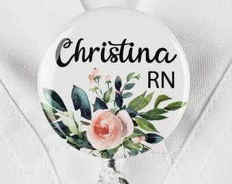 Personalized Badge Reel, Custom Nurse Retractable Badge Holder Nurse ID Lanyard Badge Clip Rn Id Badge Staff Gift Stethoscope ID Tag 698