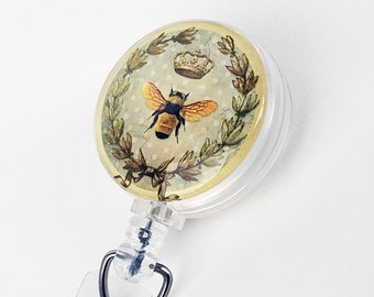 Badge Reel, Queen Bee Retractable Badge Holder Badge Clip Rn Lpn Dr Id Badge Medical Staff Gift for Her Coworker Gift Healthcare Lanyard 799