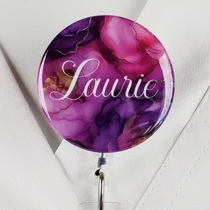 Personalized Badge Reel, Custom Badge Holder Nurse ID, Medical Retractable Badge Clip Rn Id Badge MD, Staff Gift, Security Fob Holder 854c
