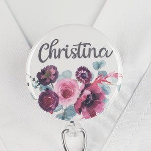  Nurse Retractable Badge Reel, Personalized Name Badge Holder,  Custom ID Tag with Swivel Clip, 34in. Cord Holds Employee ID, Medical Gift  for Doctor, RN, PA, CNA, MA (Light Tone 