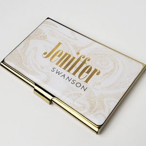 Personalized Business Card Case Gold Business Card Holder for Her Credit Modern Card Holder Gifts for Woman New Job Gift Realtor E159