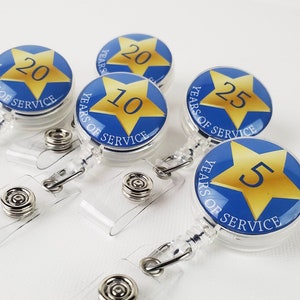 Years of Service Pins, Years of Service Badges, Retractable Badge Reel, Employee Recognition, Staff Appreciation Gift, Nurse Badge Holder