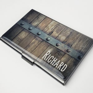Étui de carte de visite personnalisé, cadeaux rustiques pour hommes, porte-carte de visite personnalisé porte-carte monogram cadeau bureau cadeau du personnel d’entreprise cadeau E55